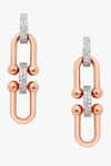 Buy_Rowas Jewels_Rose Gold Diamonds Desk Dazel Earrings _at_Aza_Fashions