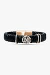 Buy_Rowas Jewels_Gold Plated Diamond Rose Vegan Leather Natural Bracelet _at_Aza_Fashions