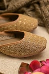 Coral Haze_Gold Sequin Angela Scattered Embroidered Juttis _Online_at_Aza_Fashions