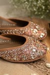 Coral Haze_Pink Zardozi Falak Mirror Embroidered Juttis _Online_at_Aza_Fashions