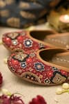 Coral Haze_Maroon Ajrakh Khushi Print Juttis _Online_at_Aza_Fashions