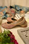 Coral Haze_Maroon Mandala Ujaala Sequin Hand Embroidered Juttis _Online_at_Aza_Fashions