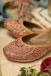 Shop_Coral Haze_Maroon Mandala Ujaala Sequin Hand Embroidered Juttis _Online_at_Aza_Fashions