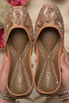 Buy_Coral Haze_Gold Zardozi Anokhi Embroidered Juttis _at_Aza_Fashions