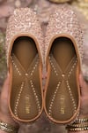 Buy_Coral Haze_Pink Sequin Sanaa Embroidered Juttis _at_Aza_Fashions