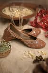 Shop_Coral Haze_Brown Sequin Mehak Hand Embroidered Juttis _at_Aza_Fashions