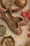 Coral Haze_Brown Sequin Mehak Hand Embroidered Juttis _Online_at_Aza_Fashions