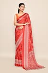 Samyukta Singhania_Orange Saree Chiffon Printed Leaf With Running Blouse Piece _at_Aza_Fashions