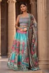 Buy_Samyukta Singhania_Multi Color Lehenga Raw Silk Digital Printed Lotus Mandala Sweetheart Set _at_Aza_Fashions