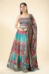 Shop_Samyukta Singhania_Multi Color Lehenga Raw Silk Digital Printed Lotus Mandala Sweetheart Set 