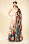 Shop_Samyukta Singhania_Multi Color Lehenga Raw Silk Digital Printed Floral Garden U Of Flower Set 