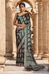 Buy_Samyukta Singhania_Green Saree Chiffon Printed Tassel Detailed Pallu With Running Blouse Piece _at_Aza_Fashions