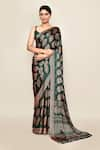 Samyukta Singhania_Green Saree Chiffon Printed Tassel Detailed Pallu With Running Blouse Piece _at_Aza_Fashions