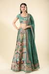 Buy_Samyukta Singhania_Multi Color Lehenga Raw Silk Digital Printed Peacock Mandala U Neck Set 