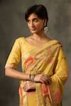 Shop_Saundh_Yellow Viscose Tissue Jacquard Printed Soma Saree With Unstitched Blouse Piece _Online_at_Aza_Fashions