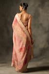 Shop_Saundh_Pink Viscose Tissue Jacquard Printed Soma Saree With Unstitched Blouse Piece _at_Aza_Fashions