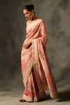 Saundh_Pink Viscose Tissue Jacquard Printed Soma Saree With Unstitched Blouse Piece _Online_at_Aza_Fashions