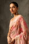 Shop_Saundh_Pink Viscose Tissue Jacquard Printed Soma Saree With Unstitched Blouse Piece _Online_at_Aza_Fashions