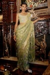 Buy_Saundh_Green Viscose Tissue Jacquard Woven Palki Saree With Unstitched Blouse Piece _at_Aza_Fashions