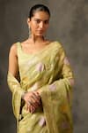 Shop_Saundh_Green Viscose Tissue Jacquard Woven Palki Saree With Unstitched Blouse Piece _Online_at_Aza_Fashions