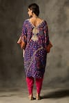 Shop_Saundh_Purple Kaftan Kurta Natural Crepe Printed Geometric V Rumi And Dhoti Pant Set _at_Aza_Fashions