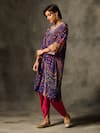 Buy_Saundh_Purple Kaftan Kurta Natural Crepe Printed Geometric V Rumi And Dhoti Pant Set 