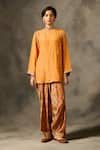 Saundh_Orange Viscose Shimmer Embroidery Zari Butti Round Shai Kurta And Salwar Set _Online_at_Aza_Fashions