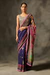 Buy_Saundh_Purple Saree Muslin Silk Printed Abstract Indra With Unstitched Blouse Piece _at_Aza_Fashions