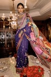 Shop_Saundh_Purple Saree Muslin Silk Printed Abstract Indra With Unstitched Blouse Piece _at_Aza_Fashions