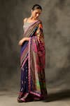 Saundh_Purple Saree Muslin Silk Printed Abstract Indra With Unstitched Blouse Piece _Online_at_Aza_Fashions