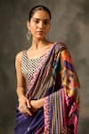 Buy_Saundh_Purple Saree Muslin Silk Printed Abstract Indra With Unstitched Blouse Piece _Online_at_Aza_Fashions