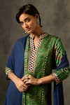 Shop_Saundh_Green Kurta Viscose Modal Printed Geometric Mandarin Collar Tisya Sharara Set _Online_at_Aza_Fashions