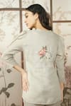 Buy_KAVERI_Beige 100% Linen Embroidered Cotton Thread Peony Parade Tie Top With Pant _Online_at_Aza_Fashions