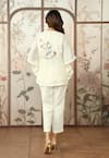 Shop_KAVERI_Off White Linen Stained Glass Croissant Applique Kaftan Top With Pant _at_Aza_Fashions