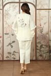 KAVERI_Off White Linen Stained Glass Croissant Applique Kaftan Top With Pant _Online