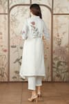 Shop_KAVERI_Off White Linen Embroidered Silk Stained Glass Fly Free Printed Tunic Pant Set _at_Aza_Fashions