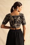 Shop_Neitri_Black Chanderi Silk Embroidered Sequin Boboli Floral Cutdana And Bead Blouse _at_Aza_Fashions