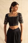 Buy_Neitri_Black Chanderi Silk Embroidered Sequin Boboli Floral Cutdana And Bead Blouse _Online_at_Aza_Fashions