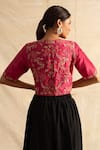 Shop_Neitri_Pink Chanderi Silk Embroidered Sequin V Brenthurst Floral Cutdana And Bead Blouse _at_Aza_Fashions