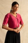 Buy_Neitri_Pink Chanderi Silk Embroidered Sequin V Brenthurst Floral Cutdana And Bead Blouse _Online_at_Aza_Fashions