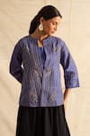 Buy_Neitri_Blue Chanderi Silk Embroidered Thread Aburi Sequin Jacket With Tube Top _at_Aza_Fashions