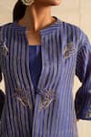 Neitri_Blue Chanderi Silk Embroidered Thread Aburi Sequin Jacket With Tube Top _at_Aza_Fashions