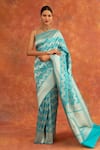 Buy_Neitri_Blue Banarasi Silk Handwoven Buttercup Leheriya Saree With Running Blouse _at_Aza_Fashions