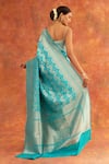 Shop_Neitri_Blue Banarasi Silk Handwoven Buttercup Leheriya Saree With Running Blouse _at_Aza_Fashions