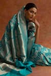 Buy_Neitri_Blue Banarasi Silk Handwoven Buttercup Leheriya Saree With Running Blouse _Online_at_Aza_Fashions