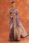 Buy_Neitri_Purple Banarasi Silk Handwoven Foxglove Saree With Running Blouse _at_Aza_Fashions