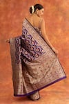 Shop_Neitri_Purple Banarasi Silk Handwoven Foxglove Saree With Running Blouse _at_Aza_Fashions