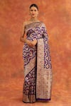 Neitri_Purple Banarasi Silk Handwoven Foxglove Saree With Running Blouse _Online_at_Aza_Fashions