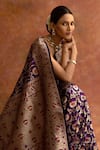 Shop_Neitri_Purple Banarasi Silk Handwoven Foxglove Saree With Running Blouse _Online_at_Aza_Fashions