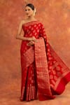 Buy_Neitri_Red Banarasi Silk Handwoven Geranium Saree With Running Blouse _at_Aza_Fashions